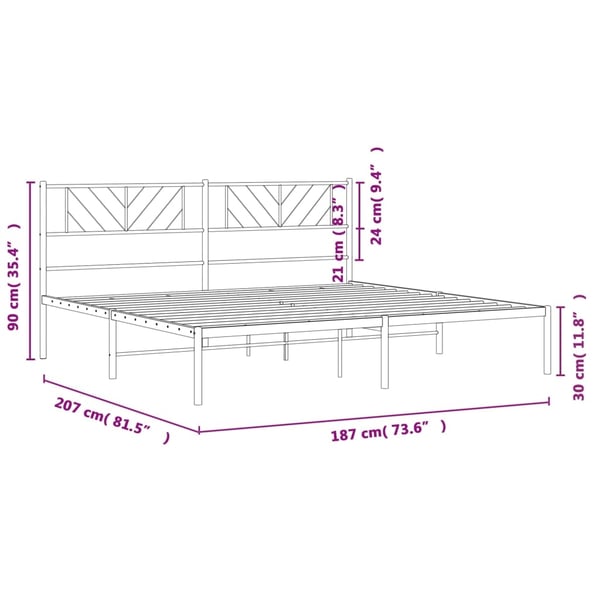 vidaXL Sengeramme i metall med sengegavl svart 180x200 cm