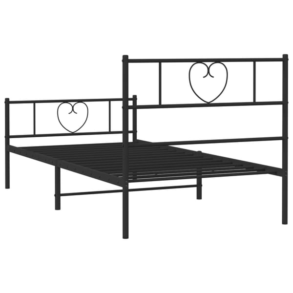 vidaXL Sengeramme i metall med hode- og fotgavl svart 100x190 cm