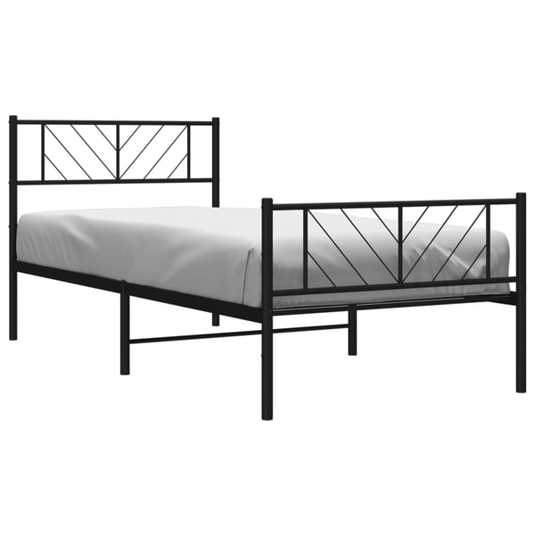 vidaXL Sengeramme i metall med hode- og fotgavl svart 107x203 cm