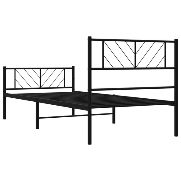 vidaXL Sengeramme i metall med hode- og fotgavl svart 107x203 cm