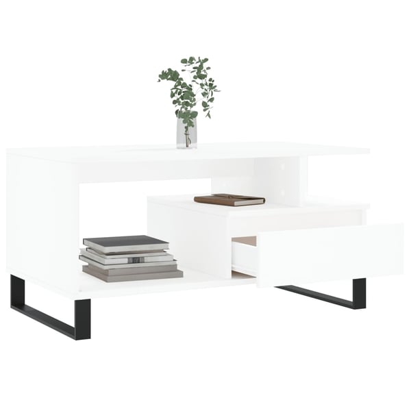 vidaXL Salongbord hvit 90x49x45 cm konstruert tre