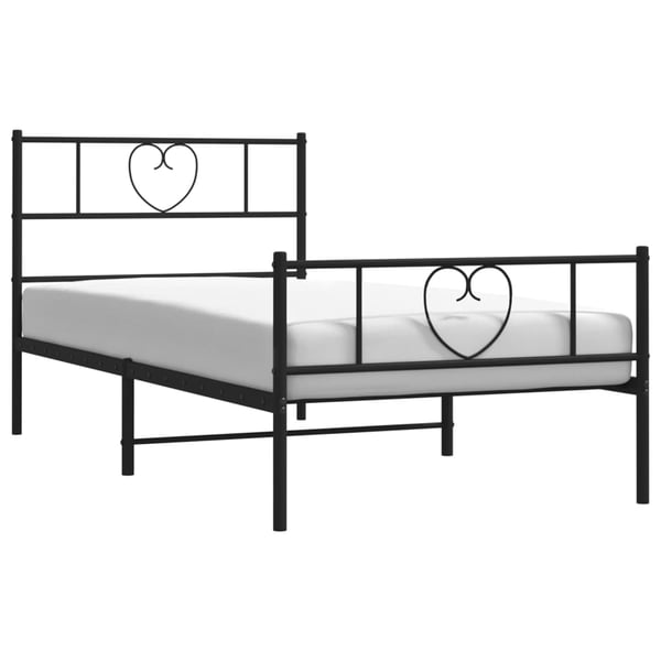 vidaXL Sengeramme i metall med hode- og fotgavl svart 90x190 cm