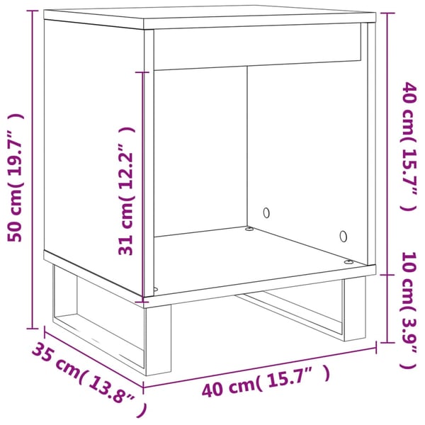 vidaXL sengeborde 2 stk. 40x35x50 cm konstrueret træ sort
