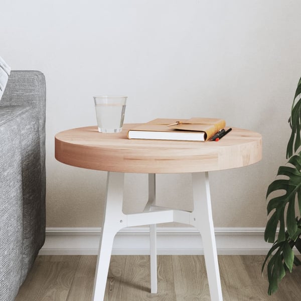 vidaXL Bordplate Ø40x4 cm rund heltre bøketre