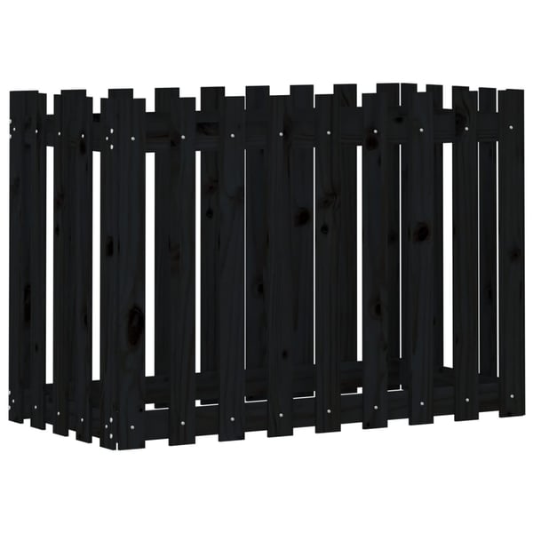 vidaXL Høybed med gjerdedesign svart 100x50x70 cm heltre furu