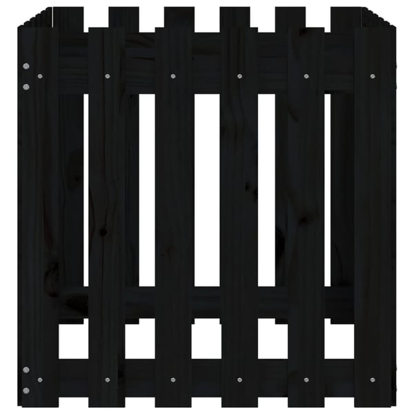 vidaXL Plantekasse med gjerdedesign svart 60x60x60 cm heltre furu