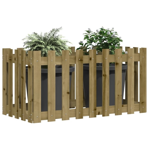vidaXL Høybed med gjerdedesign 100x50x50 cm impregnert furu