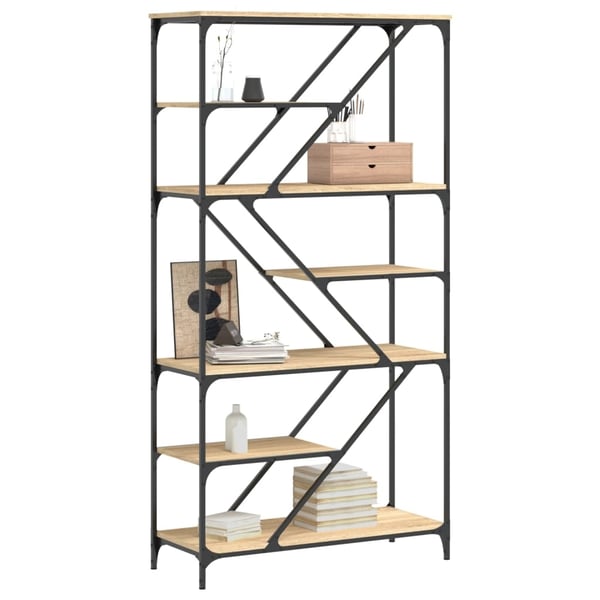 vidaXL bogreol 91x36x176 cm konstrueret træ og jern sonoma-eg