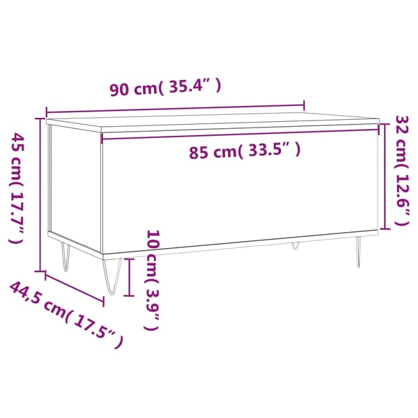 vidaXL Salongbord røkt eik 90x44,5x45 cm konstruert tre