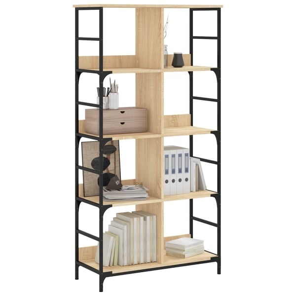 vidaXL bogreol 78,5x33x153 cm konstrueret træ sonoma-eg