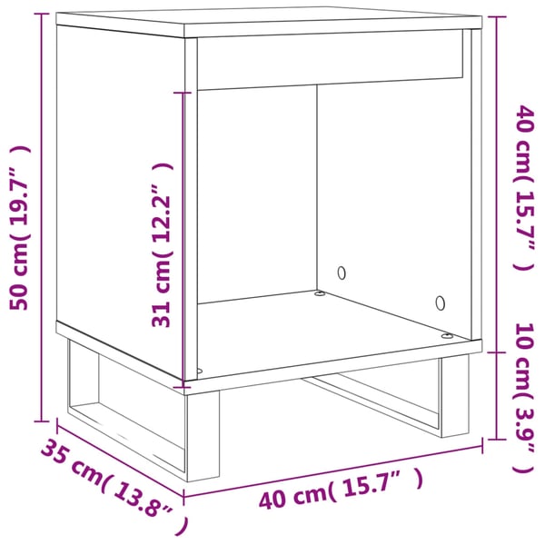vidaXL Nattbord 2 stk sonoma eik 40x35x50 cm konstruert tre