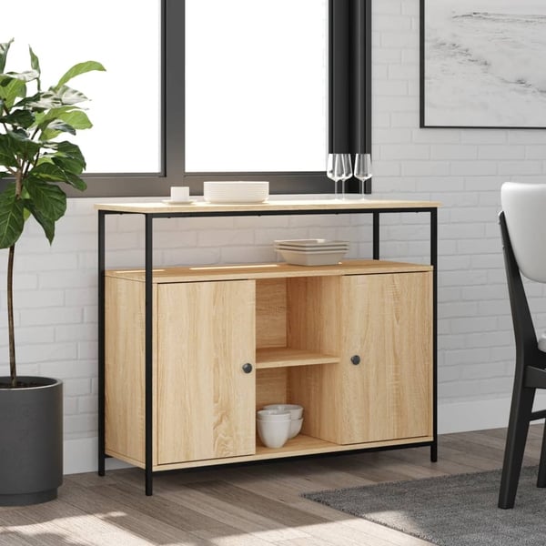 vidaXL Skjenk Sonoma eik 100x35x80 cm konstruert tre