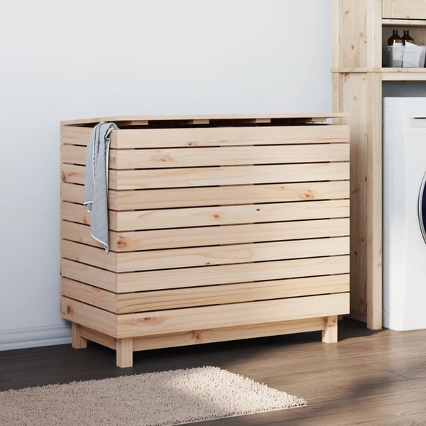 vidaXL vasketøjskurv 88,5x44x76 cm massivt fyrretræ