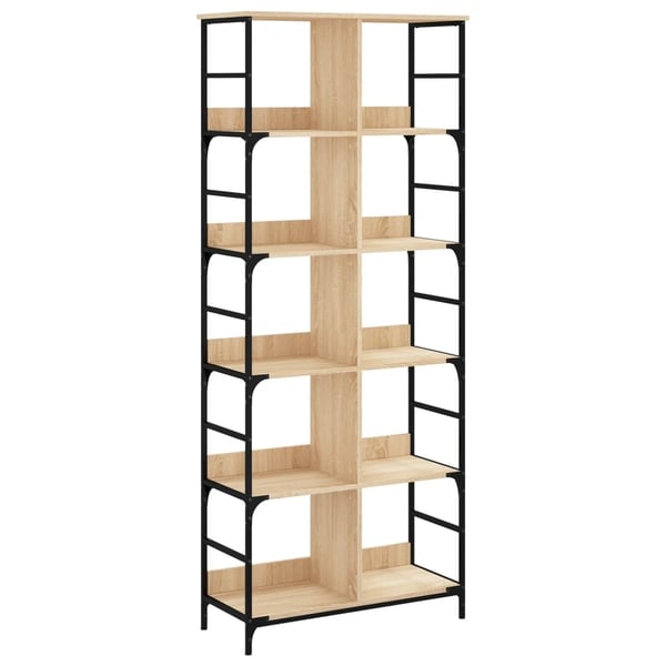 vidaXL bogreol 78,5x33x188,5 cm konstrueret træ sonoma-eg