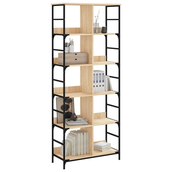 vidaXL bogreol 78,5x33x188,5 cm konstrueret træ sonoma-eg