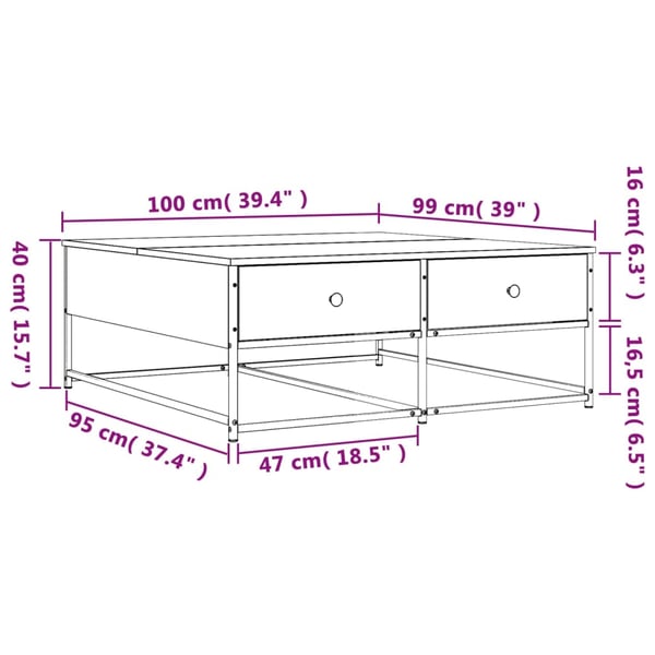 vidaXL sofabord 100x99x40 cm konstrueret træ sort