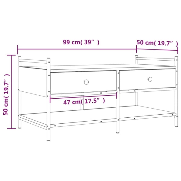 vidaXL sofabord 99x50x50 cm konstrueret træ sort