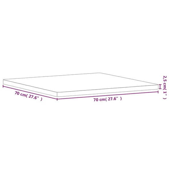 vidaXL Bordplate 70x70x2,5 cm firkantet heltre bøketre