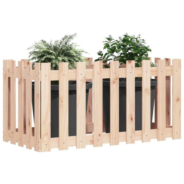 vidaXL Høybed med gjerdedesign 100x50x50 cm heltre furu