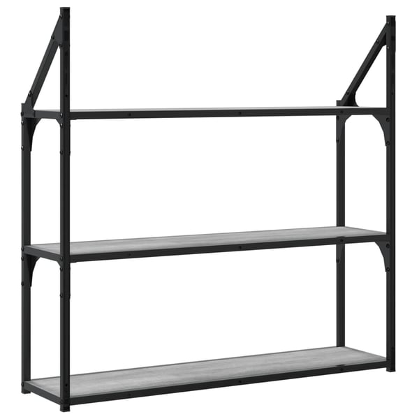 vidaXL vægreol m. 3 hylder 80x21x78,5 cm konstrueret træ grå sonoma-eg