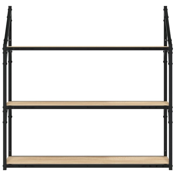 vidaXL Vägghylla 3 hyllor sonoma-ek 80x21x78,5 cm konstruerat trä