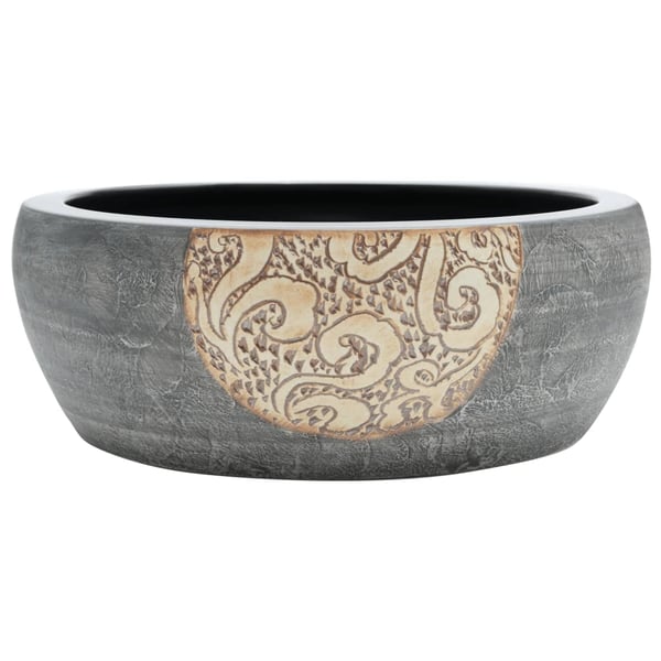 vidaXL Handfat svart och brun rund Φ41x14 cm keramik