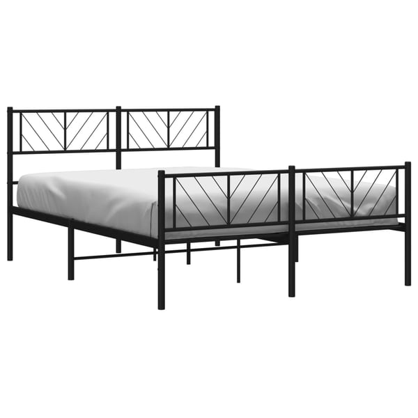 vidaXL Sengeramme i metall med hode- og fotgavl svart 140x200 cm