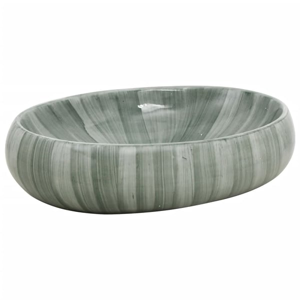 vidaXL Benkeservant grønn oval 59x40x15 cm keramikk