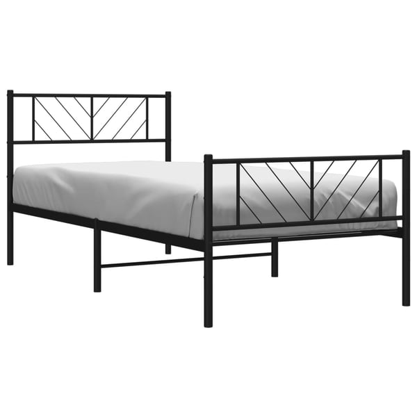 vidaXL Sengeramme i metall med hode- og fotgavl svart 75x190 cm
