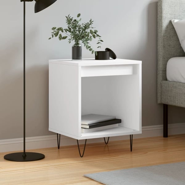 vidaXL sengebord 40x35x50 cm konstrueret træ hvid