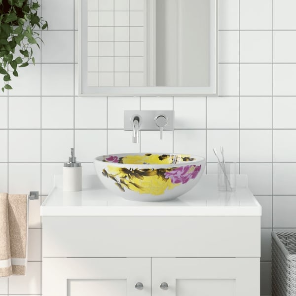vidaXL Benkeservant flerfarget rund Φ41x14 cm keramikk