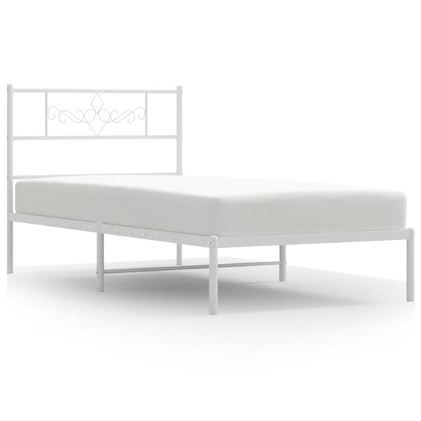 vidaXL Metallinen sängynrunko päädyllä valkoinen 100x200 cm