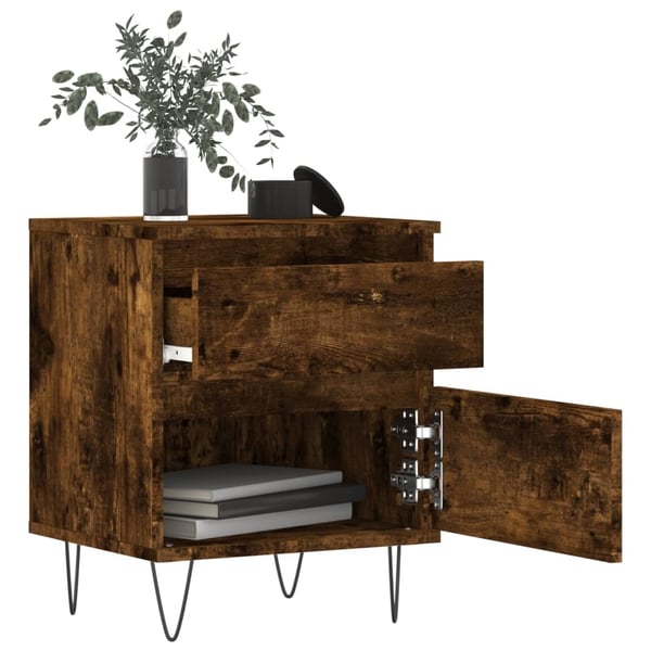 vidaXL Nattbord 2 stk røkt eik 40x35x50 cm konstruert tre
