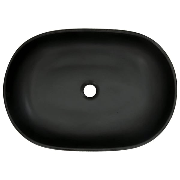 vidaXL håndvask til bordplade 59x40x14 cm oval keramik sort og blå