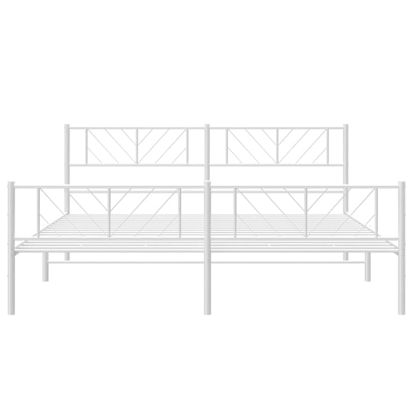 vidaXL Sengeramme i metall med hode- og fotgavl hvit 193x203 cm