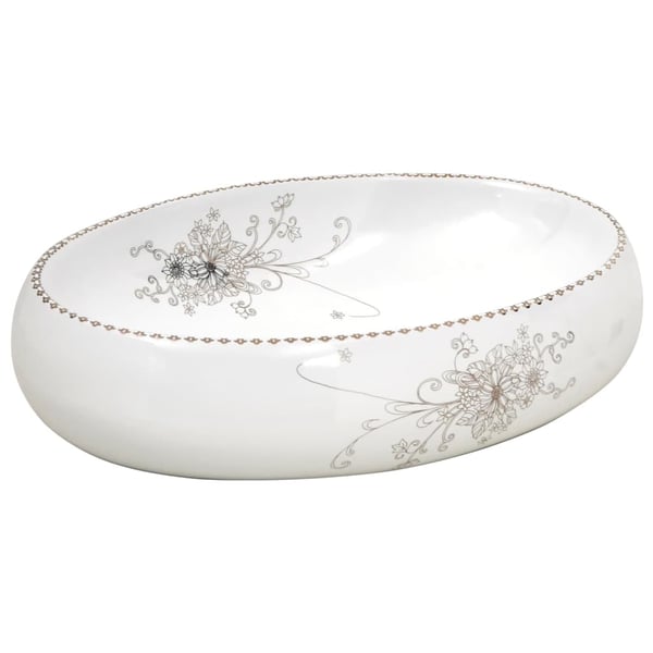 vidaXL håndvask til bordplade 59x40x15 cm oval keramik hvid
