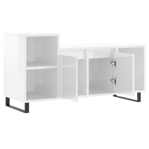 vidaXL TV-benk høyglans hvit 100x35x55 cm konstruert tre