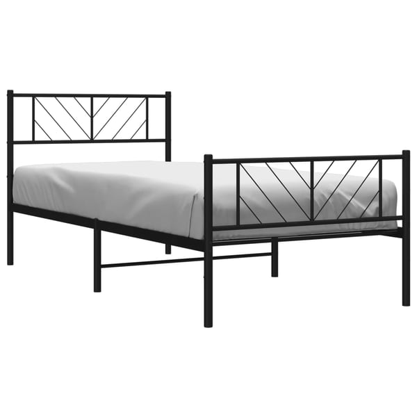 vidaXL Sengeramme i metall med hode- og fotgavl svart 90x200 cm