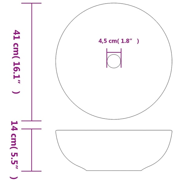 vidaXL Benkeservant hvit og blå rund Φ41x14 cm keramikk