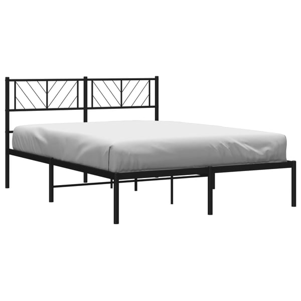 vidaXL Sengeramme i metall med sengegavl svart 140x200 cm