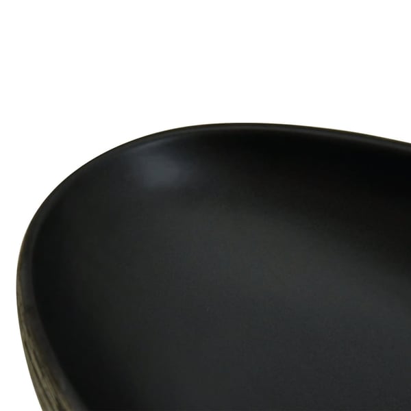 vidaXL Benkeservant grå og svart oval 59x40x14 cm keramikk