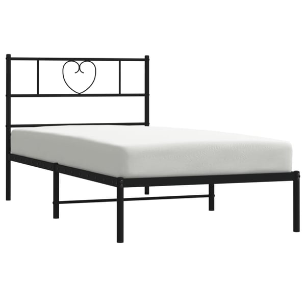 vidaXL Sengeramme i metall med hodegavl svart 100x190 cm