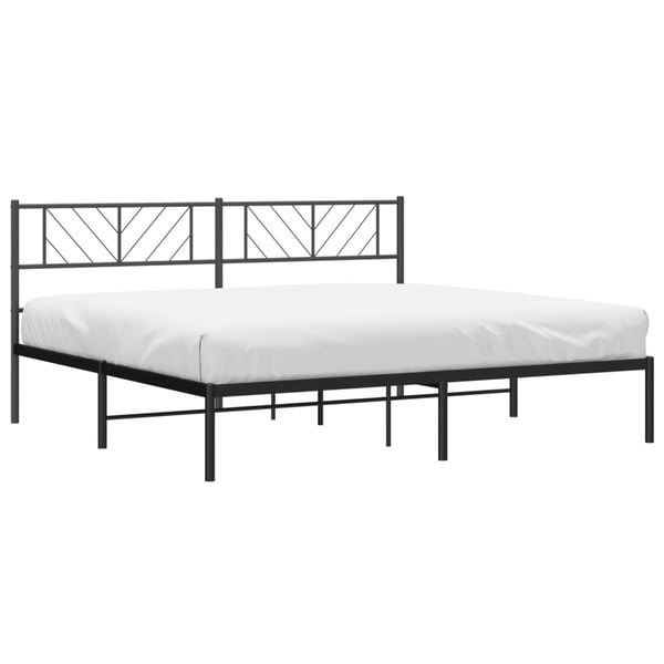 vidaXL Sengeramme i metall med sengegavl svart 193x203 cm