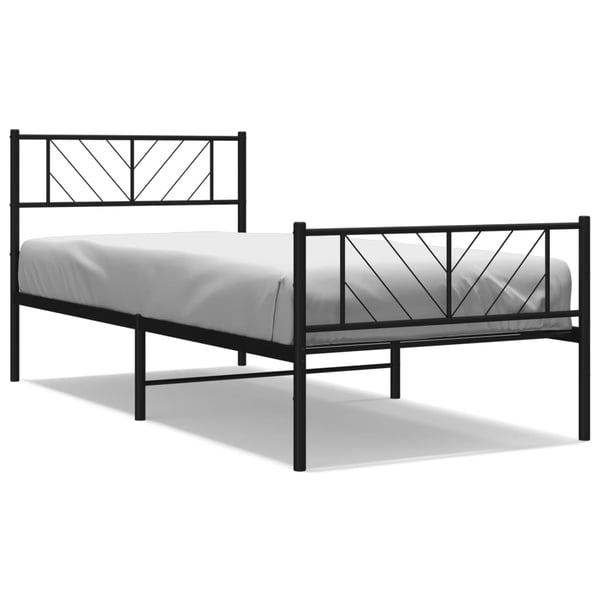 vidaXL Sengeramme i metall med hode- og fotgavl svart 100x190 cm
