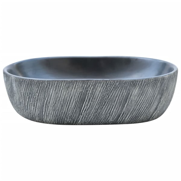 vidaXL Benkeservant svart og grå oval 47x33x13 cm keramikk