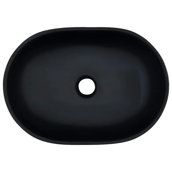 vidaXL Benkeservant svart og grå oval 47x33x13 cm keramikk