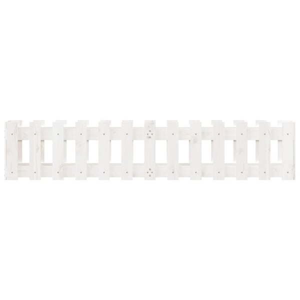 vidaXL Høybed med gjerdedesign hvit 150x30x30 cm heltre furu