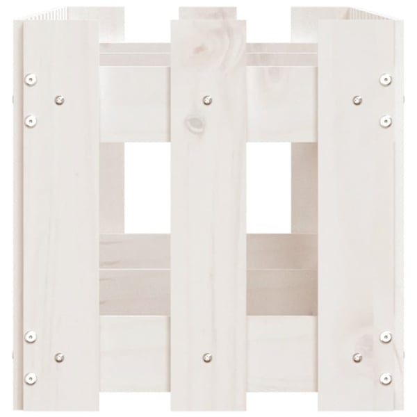 vidaXL Høybed med gjerdedesign hvit 150x30x30 cm heltre furu