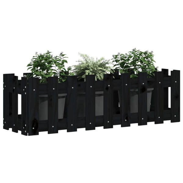 vidaXL Høybed med gjerdedesign svart 100x30x30 cm heltre furu