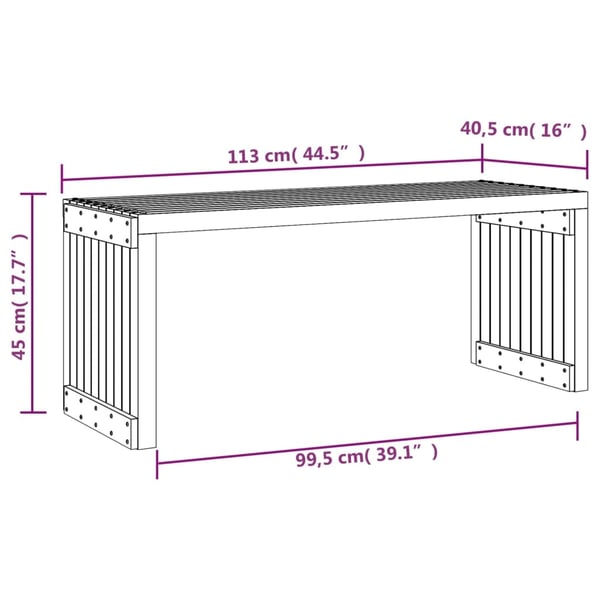 vidaXL Hagebenk utvidbar hvit 212,5x40,5x45 cm heltre furu
